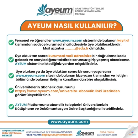 Ayeum Veritabanı Üniversitemiz Deneme Erişimine Açılmıştır